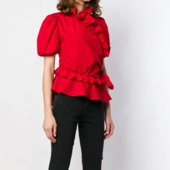 Red Ruffle Wrap Top - Picture 3 of 6